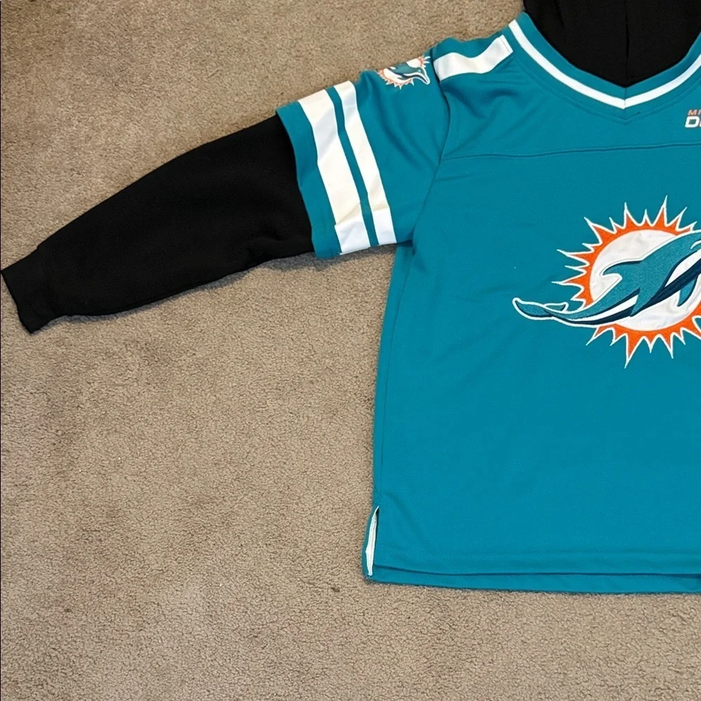 Kids Teal and Black Miami Dolphins Hoodie Jersey